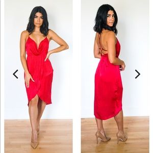 ASTR Satin V-Neckline Dress